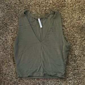 SHEIN Olive Sleeveless V-Neck Tank Top